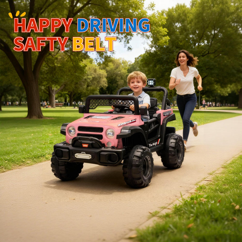 Garvee 12V Kids Electric Ride-On Truck Car – 2x550W Motors, Remote Control, 3 Speeds, Spring Suspension, LED Lights, Music, Safety Belt – Battery Powered Vehicle for Children Ages 2-8, Pink