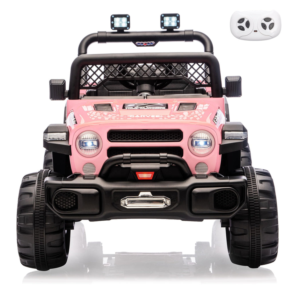 Garvee 12V Kids Electric Ride-On Truck Car – 2x550W Motors, Remote Control, 3 Speeds, Spring Suspension, LED Lights, Music, Safety Belt – Battery Powered Vehicle for Children Ages 2-8, Pink