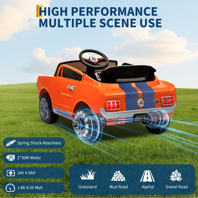 Garvee Ride - P Series: 24V Ride On Licensed Shelby GT350 Electric Car 2-Seater with Remote Control, Safety Belt, LED Lights, Wide Seat for Toddlers Outdoor Play
