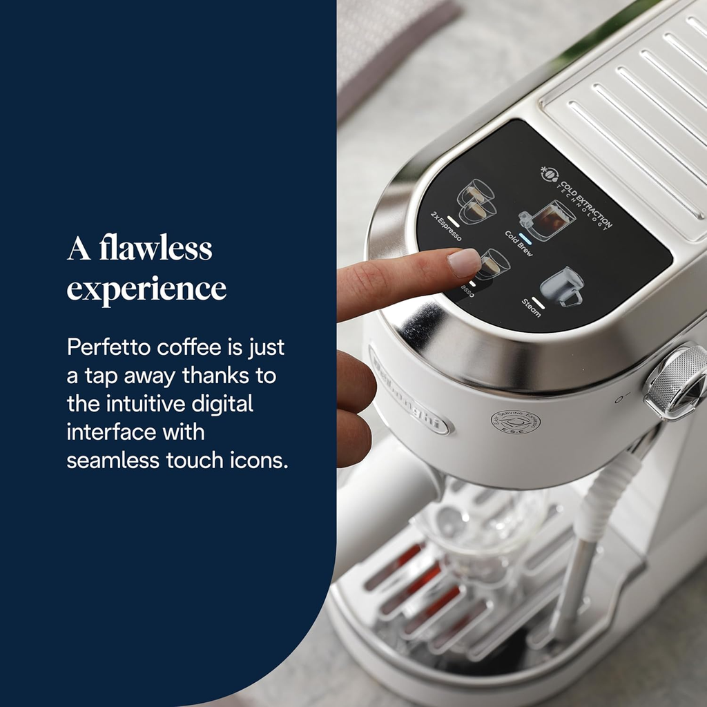 DeLonghi EC890.W Dedica Duo Manual Espresso Coffee Machine with Milk Frother White