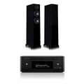 Denon RCD-N12DAB DAB+ All-In-One System Black & Wharfedale Diamond 12.3 Floorstanding Speaker (Pair) Oak Black
