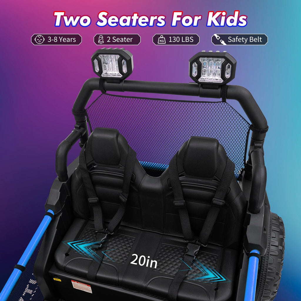 Garvee Ride - P Series: 2 Seater 24V Ride On Car,Electric Vehicle Utv Car for Kids,400W Motors Electric Truck With Remote,4.5MPH Max Speed,Four-Wheel Suspension，Music，Best Gift for Kids,Blue
