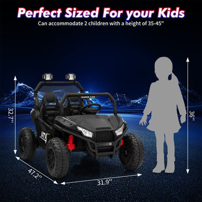 Garvee Ride - P Series: 2 Seater 24V Ride On Car,Electric Vehicle Utv Car for Kids,400W Motors Electric Truck With Remote,4.5MPH Max Speed,Four-Wheel Suspension，Music，Best Gift for Kids,Black