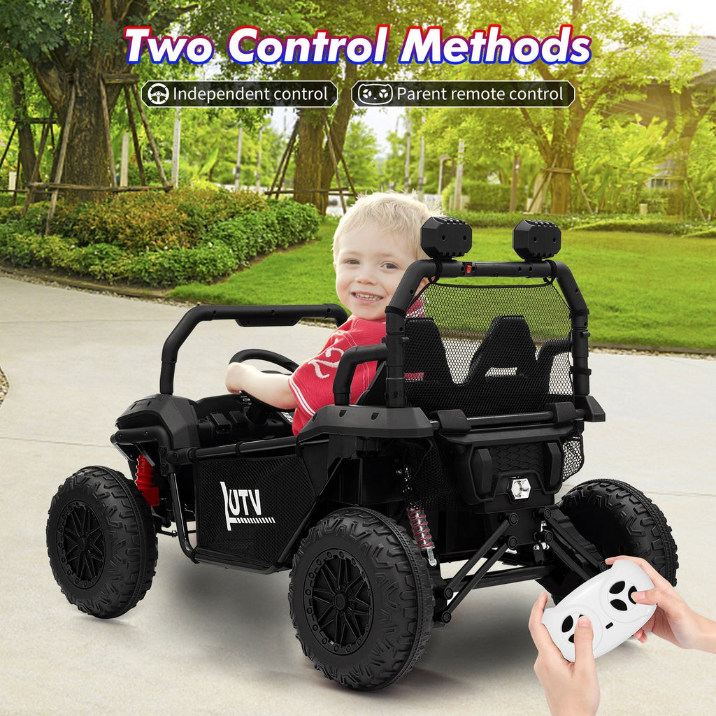 Garvee Ride - P Series: 2 Seater 24V Ride On Car,Electric Vehicle Utv Car for Kids,400W Motors Electric Truck With Remote,4.5MPH Max Speed,Four-Wheel Suspension，Music，Best Gift for Kids,Black