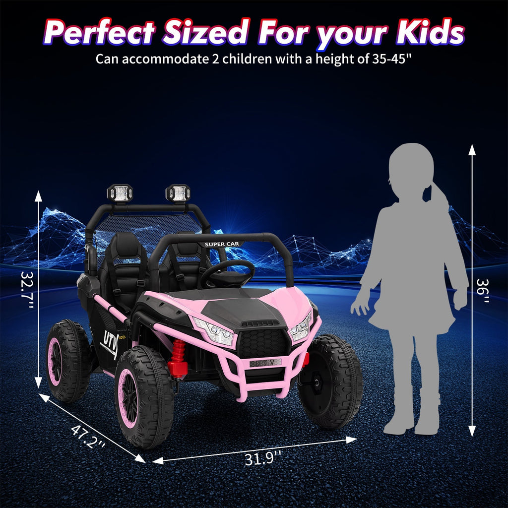 Garvee Ride - P Series: 2 Seater 24V Ride On Car,Electric Vehicle Utv Car for Kids,400W Motors Electric Truck With Remote,4.5MPH Max Speed,Four-Wheel Suspension，Music，Best Gift for Kids,Pink