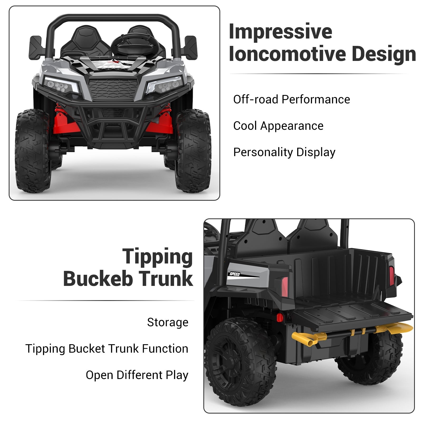 Garvee Ride - P Series: 24V Ride On Dump Truck for Big Kids, 4x4 Electric Car with Remote Control, Shovel, Bluetooth & Music, 24v Ride On Toys, Truck Car, Kids Electric Ride