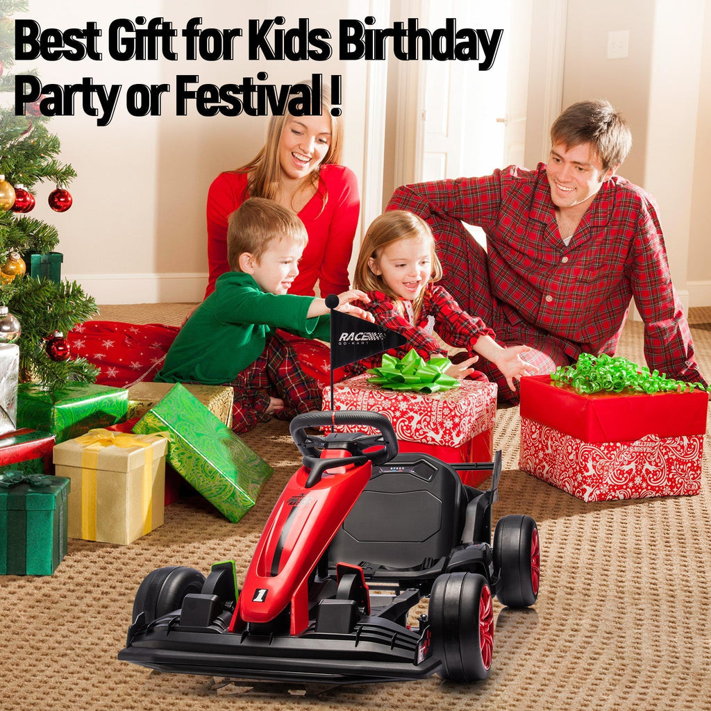 Garvee Ride - G Series: 24V Kids Ride On Go Kart Red, Adjustable Legroom, 7.5mph High Speed, 7ah Battery, 200W*2 Motors, Max Load 135lbs, Racing Toy for 6+