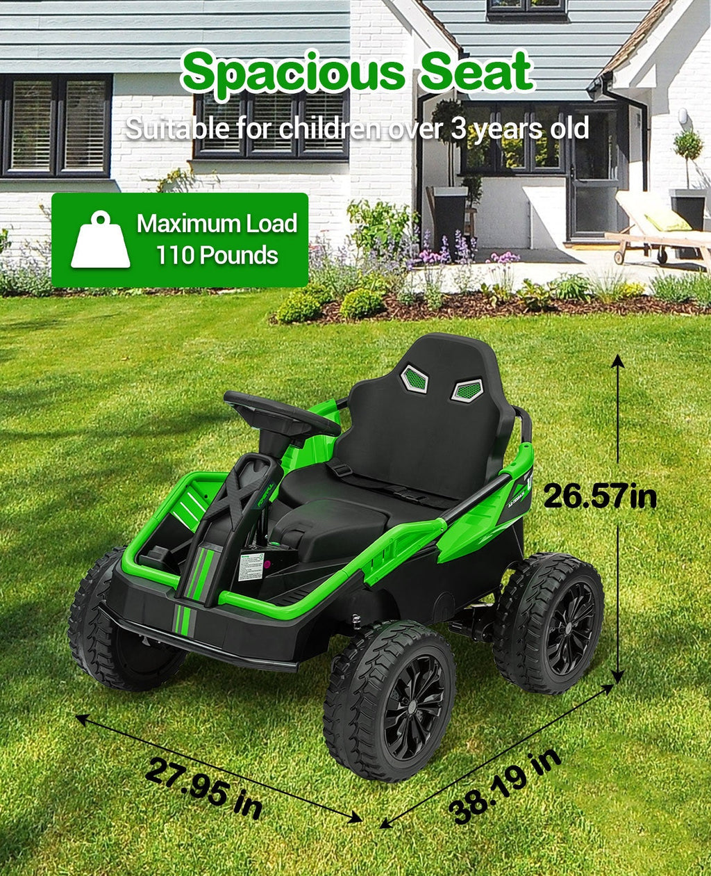 Garvee 24V Kids Electric Car with Parent Control, 200W 4x4 Ride On Toy for Big Kids, 4 Shock Absorbers, Metal Frame, 4 Wheeler ATV for Boys Girls Ages 3+, Green
