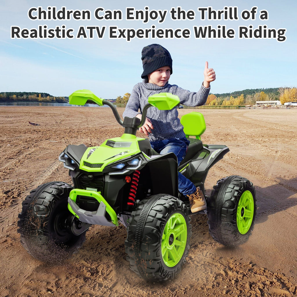 Garvee Ride - P Series: 24V 2-Seater Ride On ATV for Kids - 4-Wheel Battery Powered, High/Low Speed Modes, LED Lights, Music & Horn, Durable Wear-Resistant Wheels, Safe Non-Toxic Material, Outdoor Adventure - Green