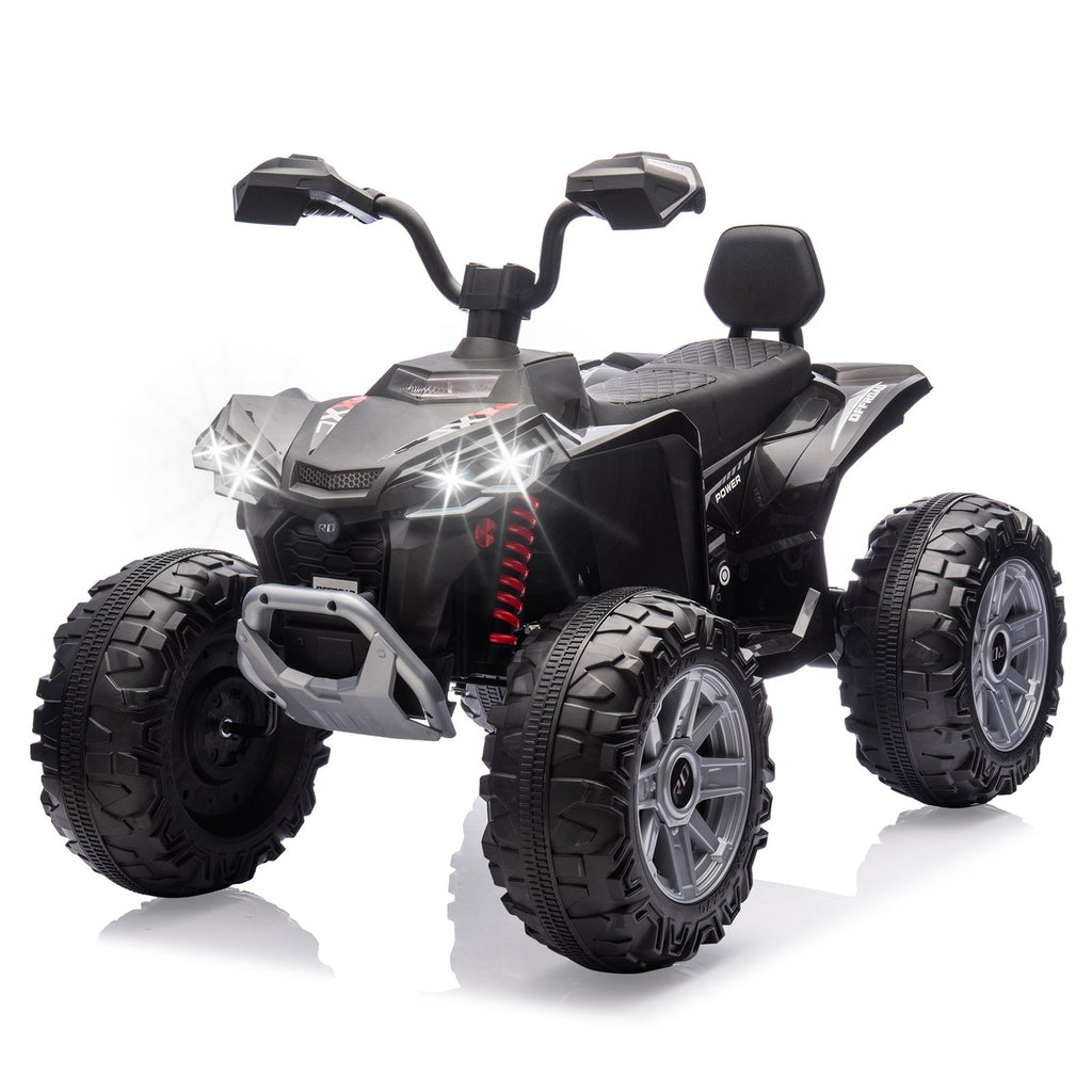Garvee Ride - P Series: 24V 2-Seater Ride On ATV for Kids - 4-Wheel Battery Powered, High/Low Speed Modes, LED Lights, Music & Horn, Durable Wear-Resistant Wheels, Safe Non-Toxic Material, Outdoor Adventure - Black