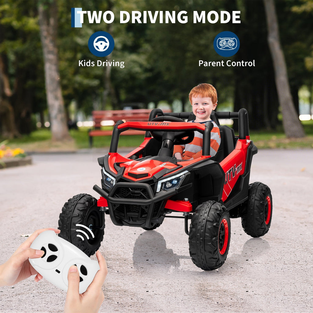 Garvee Ride - P Series: 12V UTV Buggy Electric Ride-on Car for Kids with 4WD/2WD Switch, 4 Shock Absorbers, EVA Tires, Lockable Doors, Parental Remote Control, Outdoor Adventure