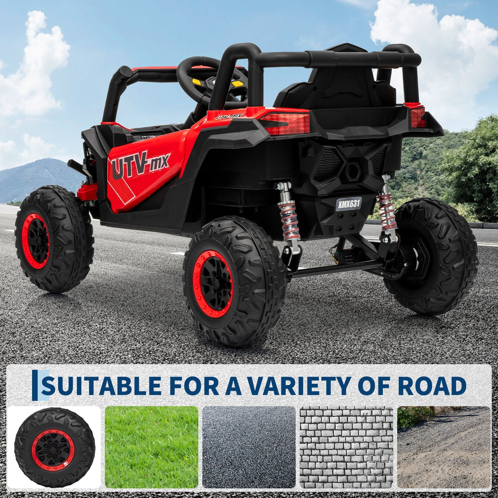 Garvee Ride - P Series: 12V UTV Buggy Electric Ride-on Car for Kids with 4WD/2WD Switch, 4 Shock Absorbers, EVA Tires, Lockable Doors, Parental Remote Control, Outdoor Adventure