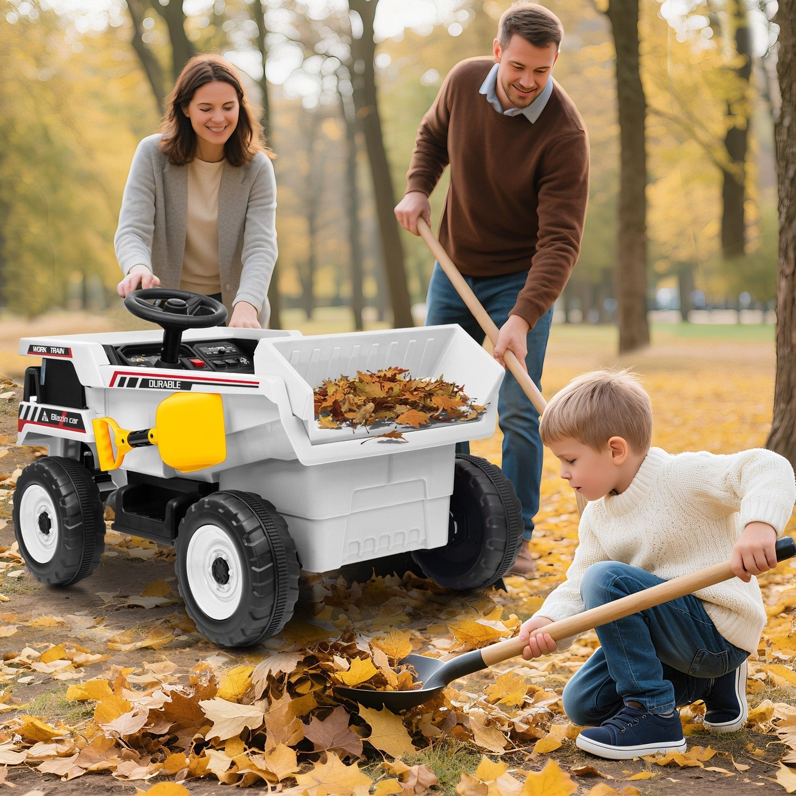 Garvee Ride - P Series: 12V Kids Ride On Dump Truck Electric Car Toy with Remote Control, Auto Dump Bed & Shovel, 12V Battery, LED Lights, Music, for Toddlers Outdoor Play