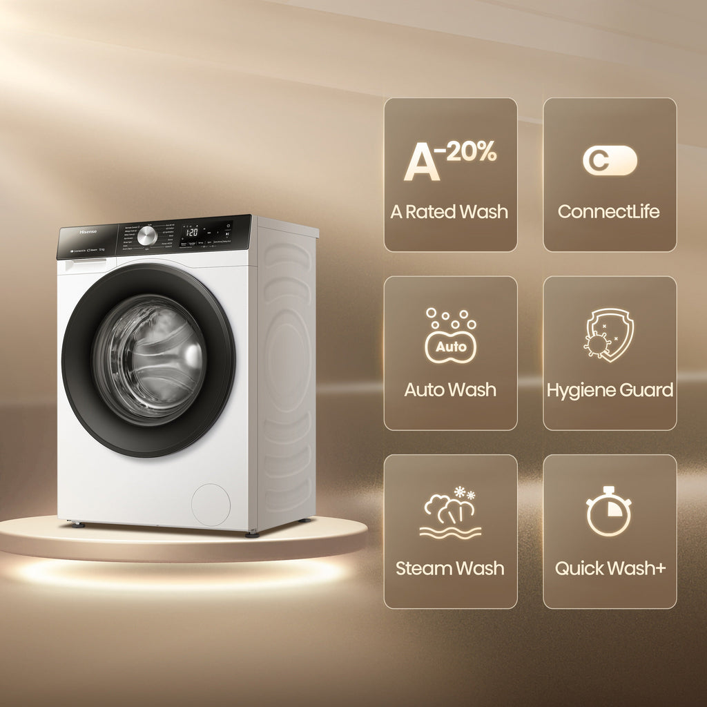 Hisense 3S Series WF3S1243BW3 WiFi-enabled 12kg 1400 Spin Washing Machine White - A Rated
