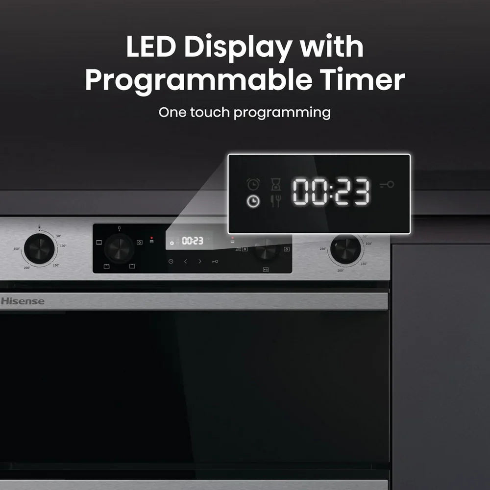 Hisense Hi6 BUD714221CX 54/38L Built Under Electric Double Oven Stainless Steel - A Rated