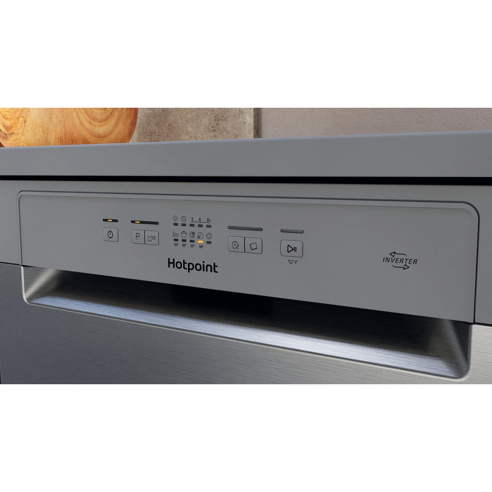 Hotpoint H2F HL626 X UK Freestanding Full Size Dishwasher 14 Place Settings with Rapid Wash Inox H2FHL626X