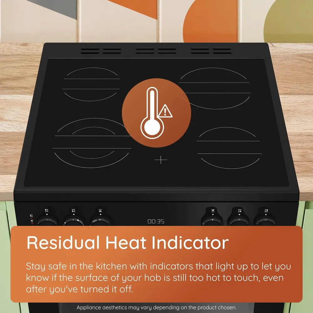 Hotpoint HDE5VDCB 50cm Electric Double Cooker with Ceramic Hob Black
