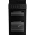 Hotpoint HTE5VCB Freestanding Electric Twin Cooker with Ceramic Hob Black