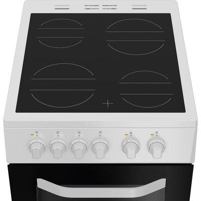 Hotpoint HTE5VCW Freestanding Electric Twin Cooker With Ceramic Hob White