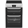 Hotpoint HTE6VDCW 60cm Electric Twin Cooker with Multiflow White