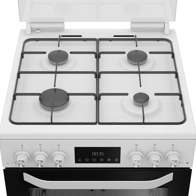 Hotpoint HTG6GDCW Freestanding 60cm Gas Twin Cooker with Glass Lid White