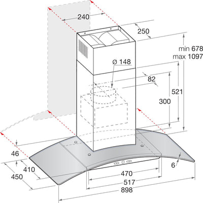 Hotpoint PHGC94FLMX 90cm Chimney Cooker Hood Stainless Steel