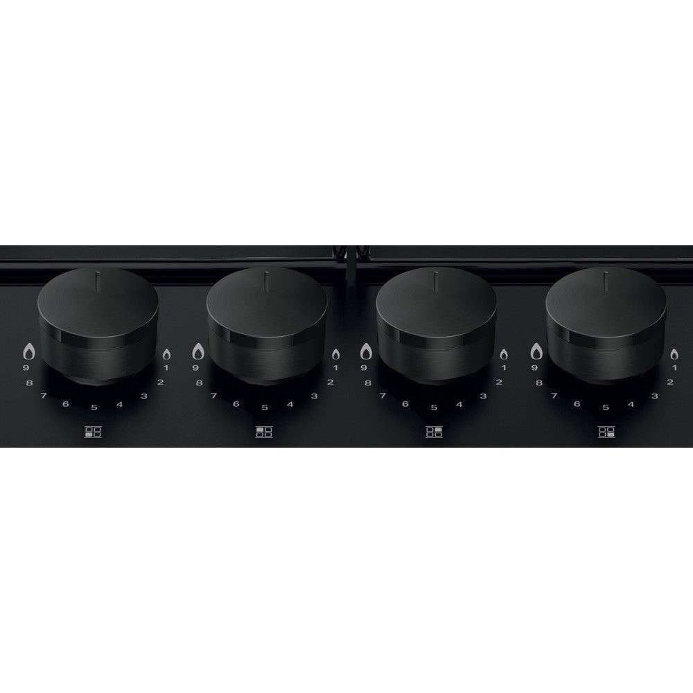 Hotpoint PPH60PFNB 60Cm Gas Hob Mulitflame With Enamel Pan Supports Black