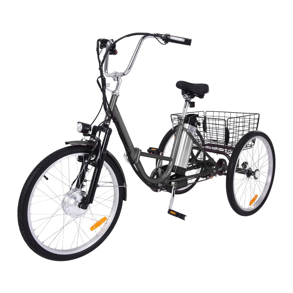 Garvee 26 Inch Adult Electric Tricycle Folding 7-Speed Electric Tricycle with Basket, 36V Detachable Battery, 250W Brushless Motor Suitable for Men and Women, Gary