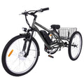Garvee 24 Inch Adult Electric Tricycle 3 Wheel Fat Tires Electric Bicycle with Basket, 350W Powerful Motor, 36V Removable Battery, 7 Speed (Dark Gray)