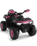 Garvee 12V Kids Electric ATV Ride-On Car – Dual Motors – Remote Control – LED Lights, wireless, Music, USB, Spring Suspension – Outdoor Off-Road Quad Toy for Boys & Girls – Dark Pink