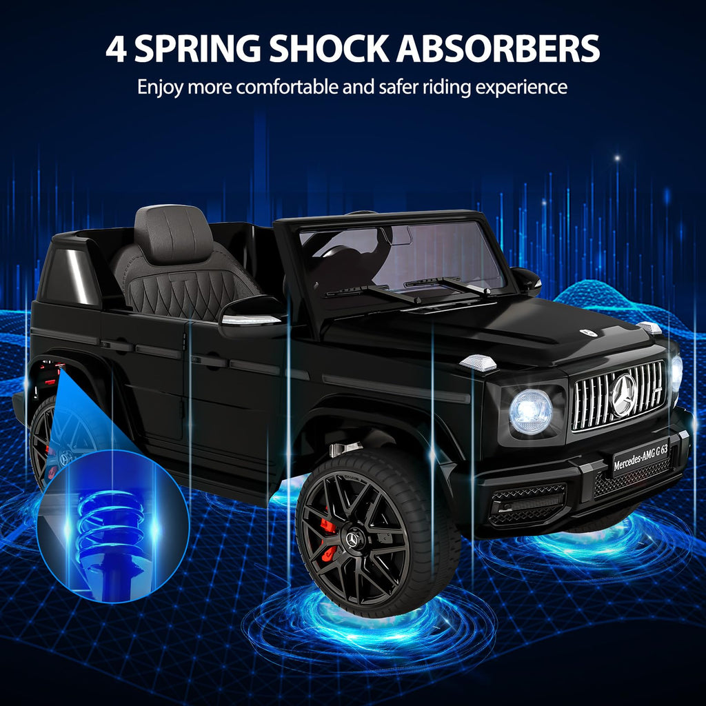 Garvee 12V Kids Ride on Car, Licensed Mercedes Benz G63 Electric Car w/Remote Control, Music, Spring Suspension, LED Light, Bluetooth, Horn, AUX, Safety Lock Battery Powered Electric Vehicle - Black