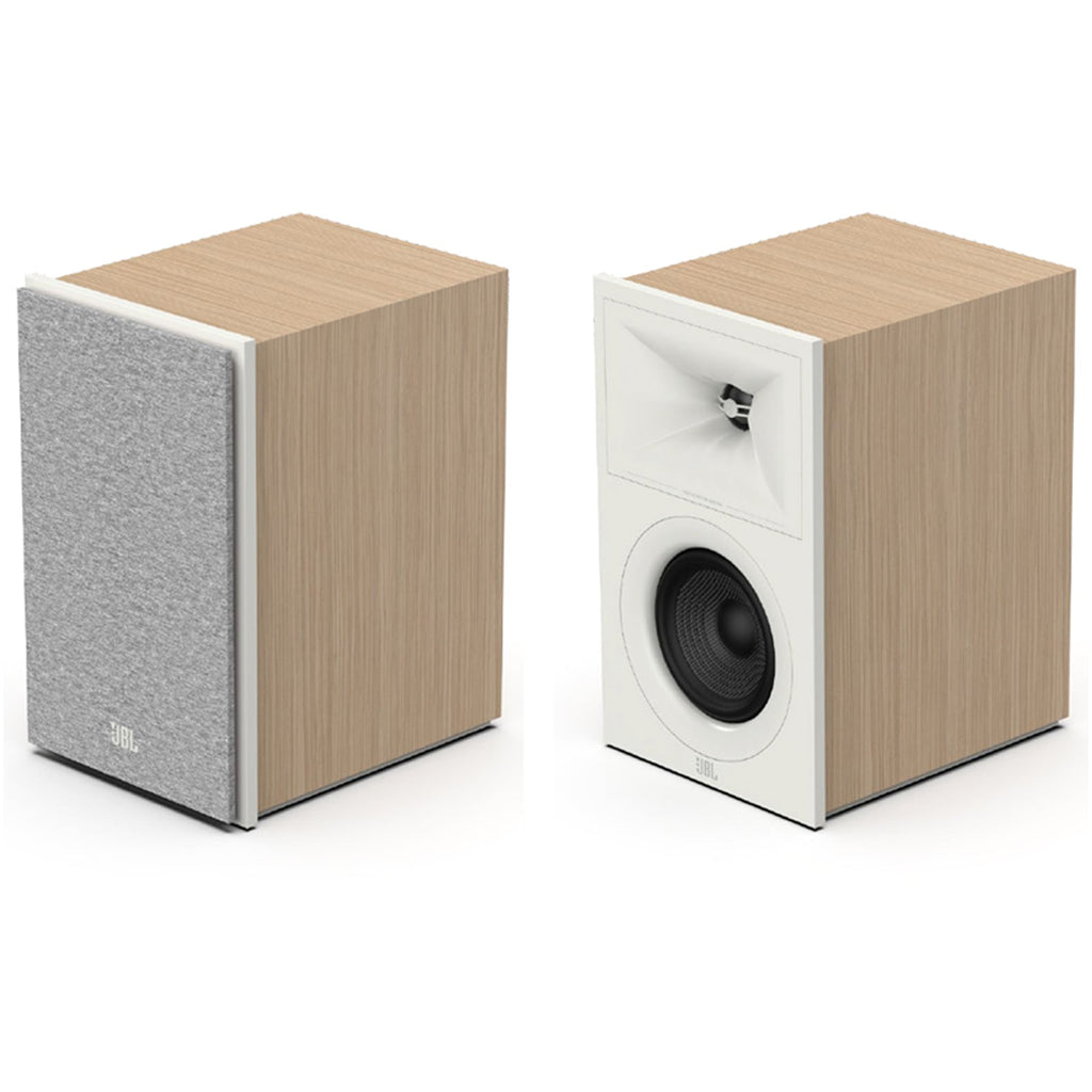 JBL STAGE 250B 2 Way 5.2 Inch Dolby Atmos Surround Sound Bookshelf Speakers Pair White