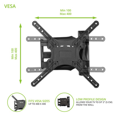 Kanto M300 Full Motion Wall Mount for 26-55 inch TVs Black