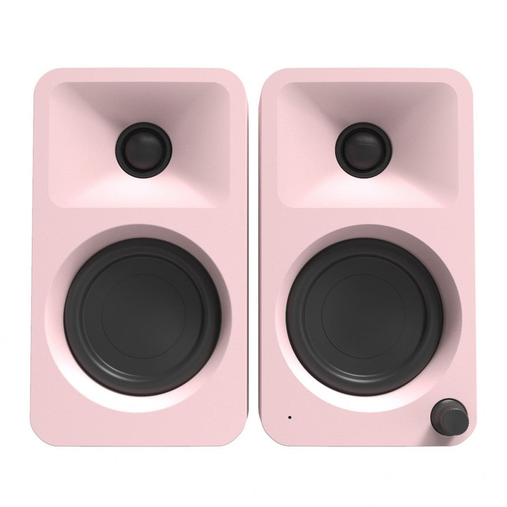Kanto ORA 100W Powered Reference Desktop Speakers with Bluetooth & SE2 Speaker Stands Package Pink