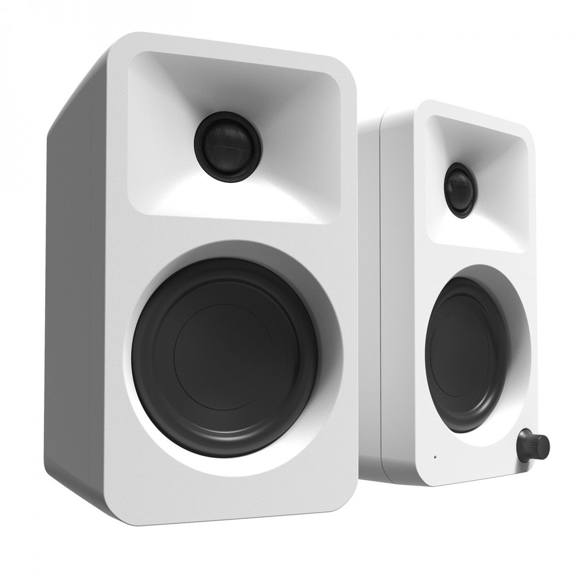 Kanto ORA 100W Powered Reference Desktop Speakers with Bluetooth & SE2 Speaker Stands Package White