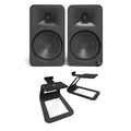 Kanto ORA4 140W Powered Reference Desktop Speakers with Bluetooth & SE4 Elevated Speaker Stands Black