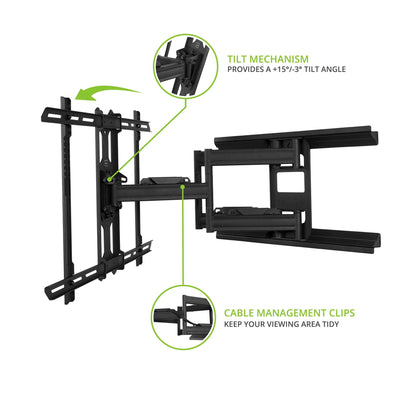 Kanto PDX650 Full Motion TV Wall Mount for 37 to 75 inch TVs Black
