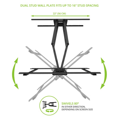 Kanto PDX650 Full Motion TV Wall Mount for 37 to 75 inch TVs Black