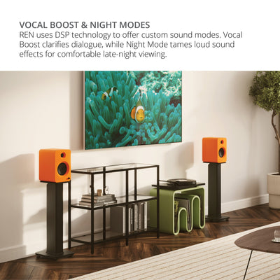Kanto REN 200W Powered Bookshelf Speakers Pair with HDMI ARC USB-C and Bluetooth 5.3 - Matte White