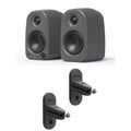 Kanto UKI 100W Bluetooth Desktop Speakers With SPW3 Universal Speaker Wall Mount Grey