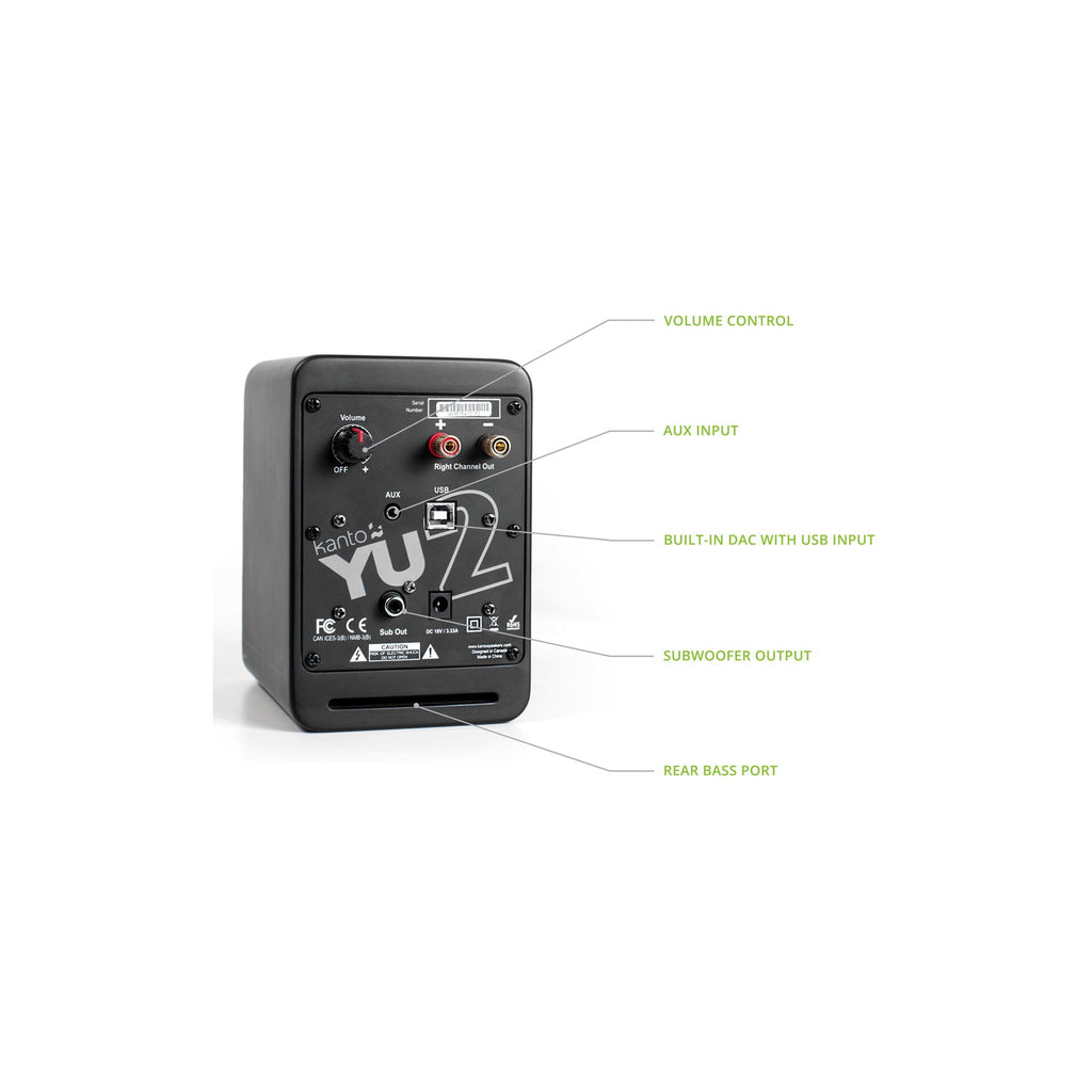 Kanto YU2 Powered Desktop Speakers Matte Black