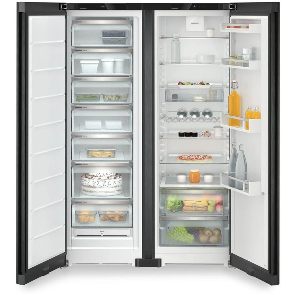 Liebherr XRFBD5220 677L Freestanding No Frost Black Side by Side Fridge Freezer in Black Steel