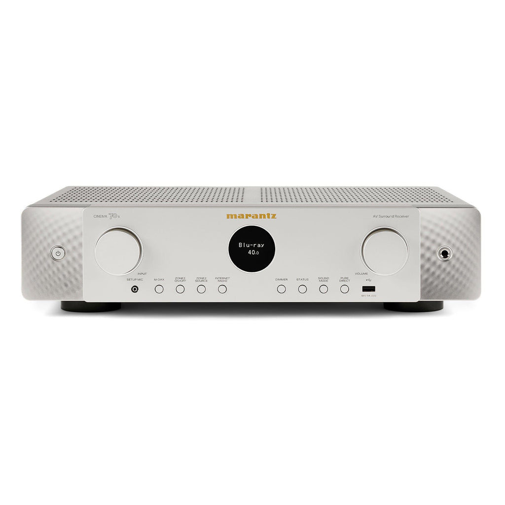 Marantz CINEMA 70s 7.2 Channel AV Receiver Silver with Monitor Audio Bronze 300 7G 5.1 Speaker Package White