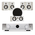 Marantz CINEMA 70s 7.2 Channel AV Receiver Silver with Monitor Audio Bronze 50 7G 5.1 Speaker Package White White