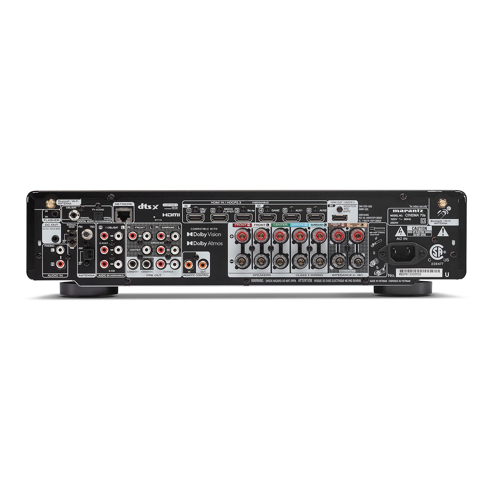Marantz Cinema 70S Slimline 7.2 Channel Av Receiver HEOS Built-in 8K Dolby Atmos Silver Gold