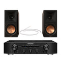 Marantz PM6007 Integrated Amplifier Black with Klipsch RP-600M II Bookshelf Speakers Pair Walnut HiFi Package