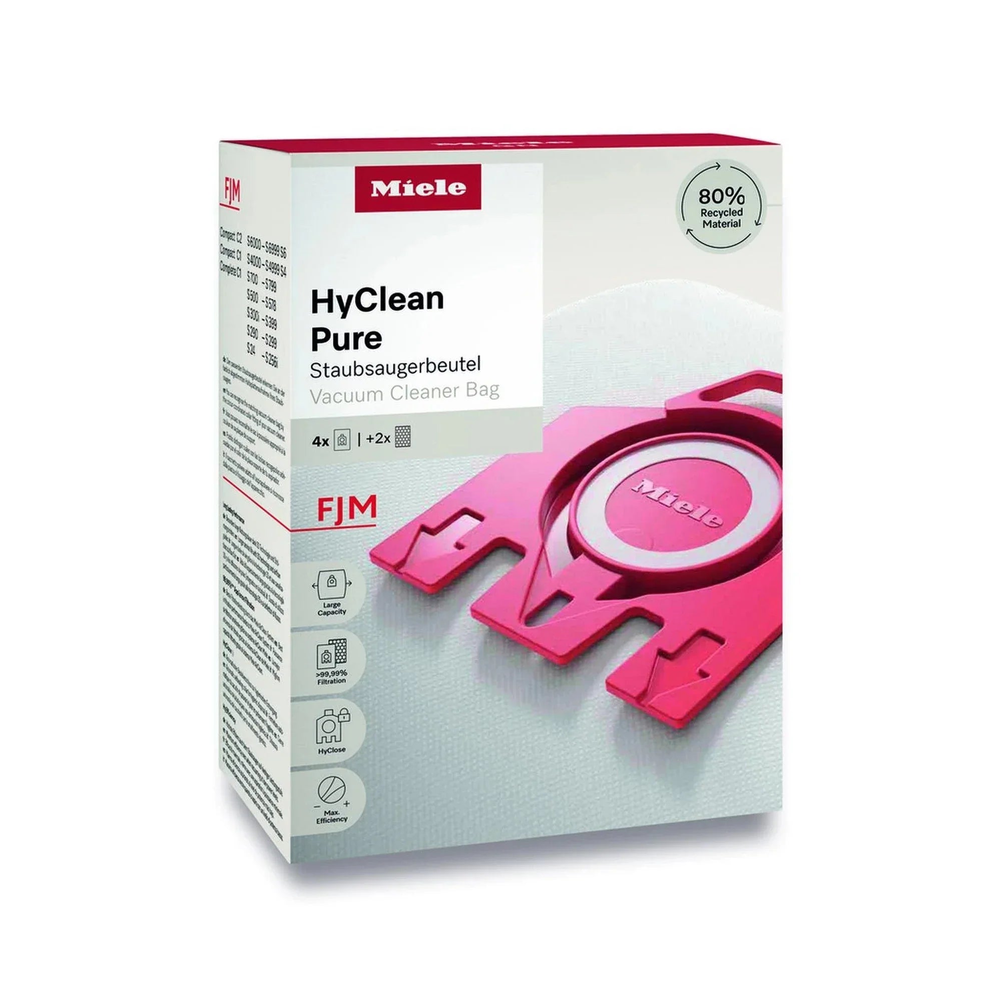 Miele FJM HyClean Pure Vacuum Cleaner Bags - Pack of 4