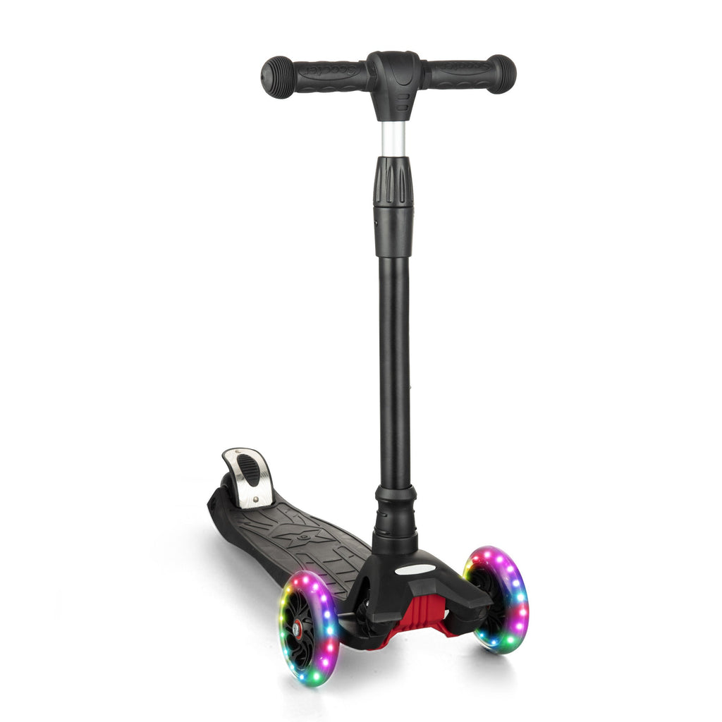 Garvee Kids 3 Wheel Kick Scooter for Boys & Girls Ages 3-10, Adjustable Handlebar, Lightweight Aluminum, Non-Slip Deck, Pink, Outdoor Play - Black