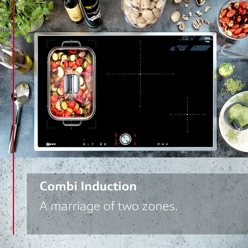 Neff T56FHS1L0KIT N70 60cm CombiZone Induction Hob with Pan Set Black