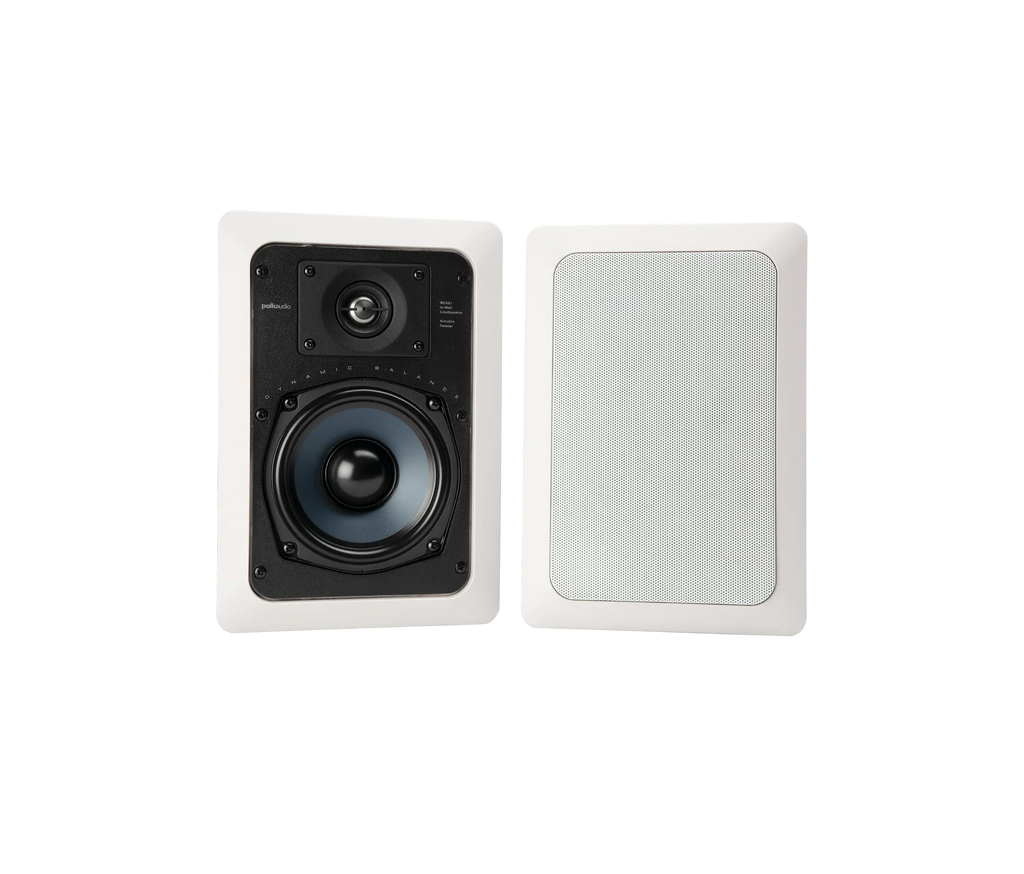 Polk RC55i High-Quality In-Wall Speakers Pair with 5.25inch Drivers White